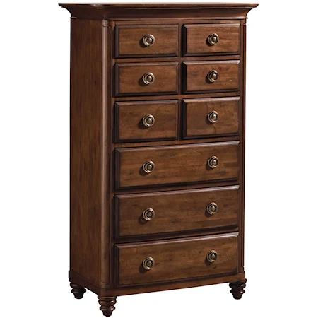 Six-Drawer Lingerie Chest with False Drawer Front Molding Accents & Knob Hardware